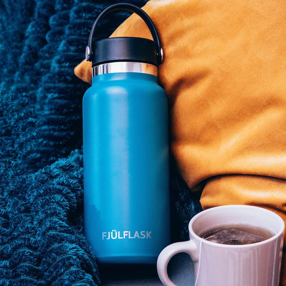 FJULflask Vacuum Insulated Water Bottle 32oz - Stainless Steel Thermo Mug - Wide Mouth Chug Lid Screw Top - Metal Canteen Keeps Hot for 12 & Cold for 24 Hours (White) - Image 5