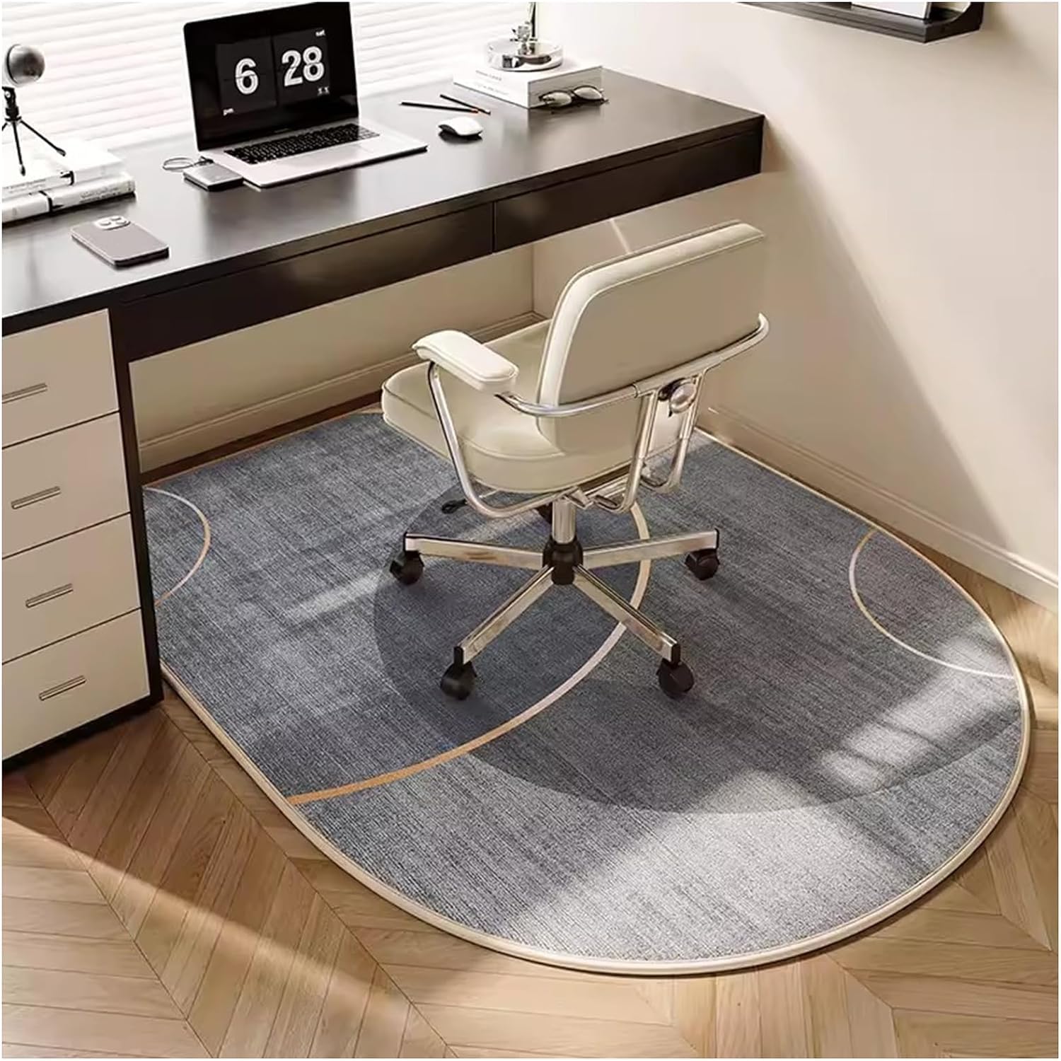 Tapis de chaise de bureau gris 47,2 x 35,4 pouces pour moquette et protection des roues