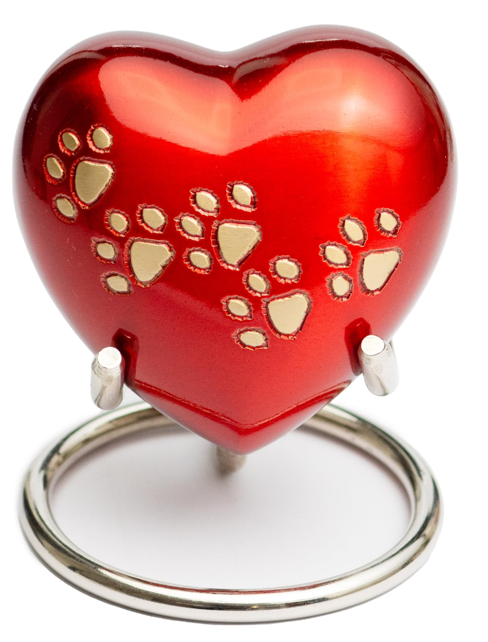 Royal Rapture Urn for ashes Paw Heart Funeral Cremation Memorial Keepsake Pet Dog Cat, Red, 3"