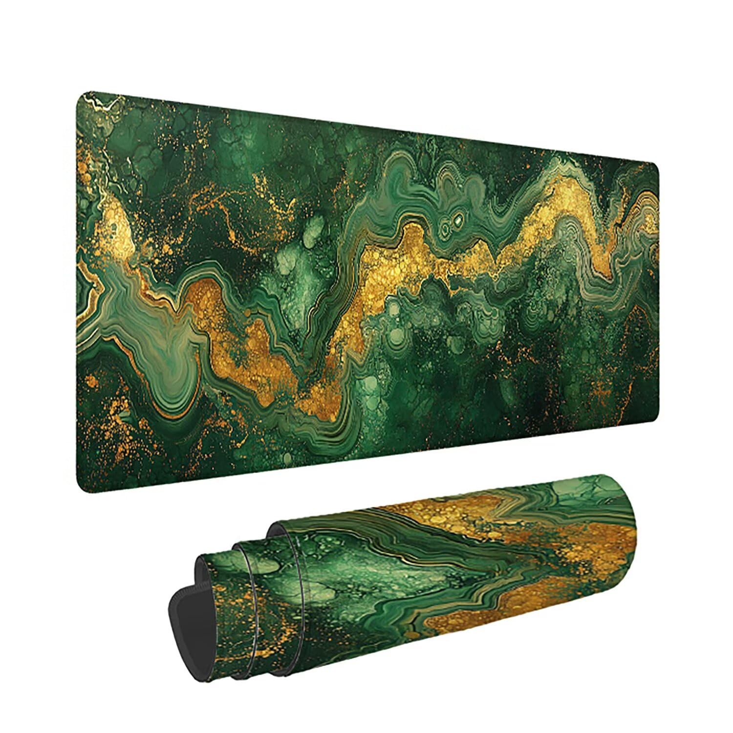 Podkładka pod mysz XXL krajobraz - 1400x600x3mm - zielona duża mata na biurko z przeszytymi krawędziami i antypoślizgowa wodoodporna do komputera, laptopa poprawia precyzję i szybkość. -35584
