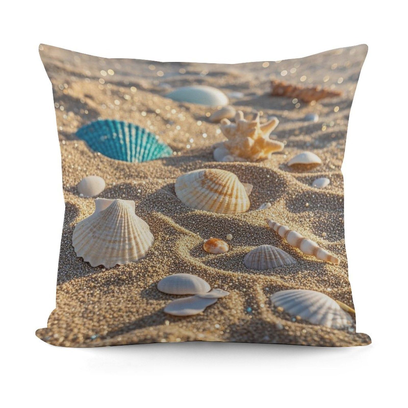 LZQPOEAS Seashells Sand Throw Pillow Cover 18x18 in Breathable Square Pillow Case Cozy Soft Pillowcase Protector Fashion Modern Couch Cushion Case for Living Room Bed Sofa Decor
