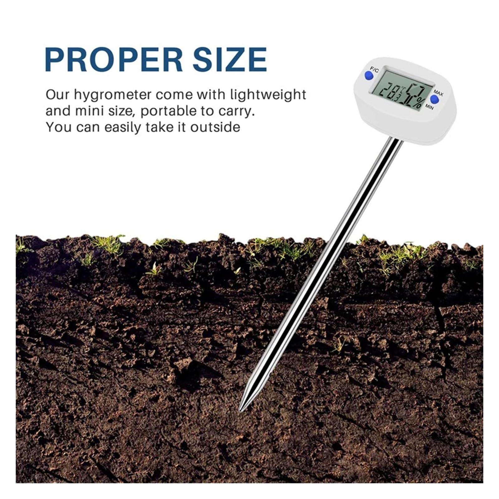 Digitales Bodenhygrometer, Feuchtigkeitsmesser, Temperatur- Und Feuchtigkeitstester Mit Sonde for Die Gartenarbeit