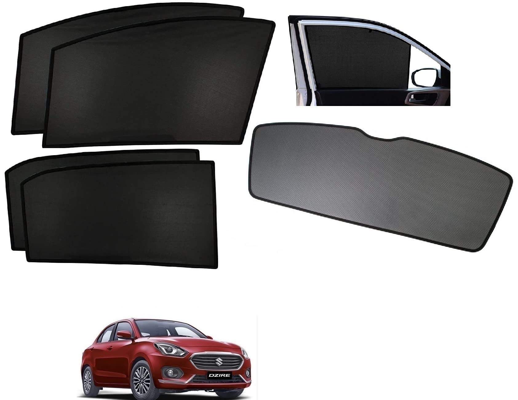 Auto Addict Car Window Sunshades Non Magnetic Sun Shades Fix Type(Side Windows,Rear Window) for Maruti Suzuki Swift Dzire New 2021