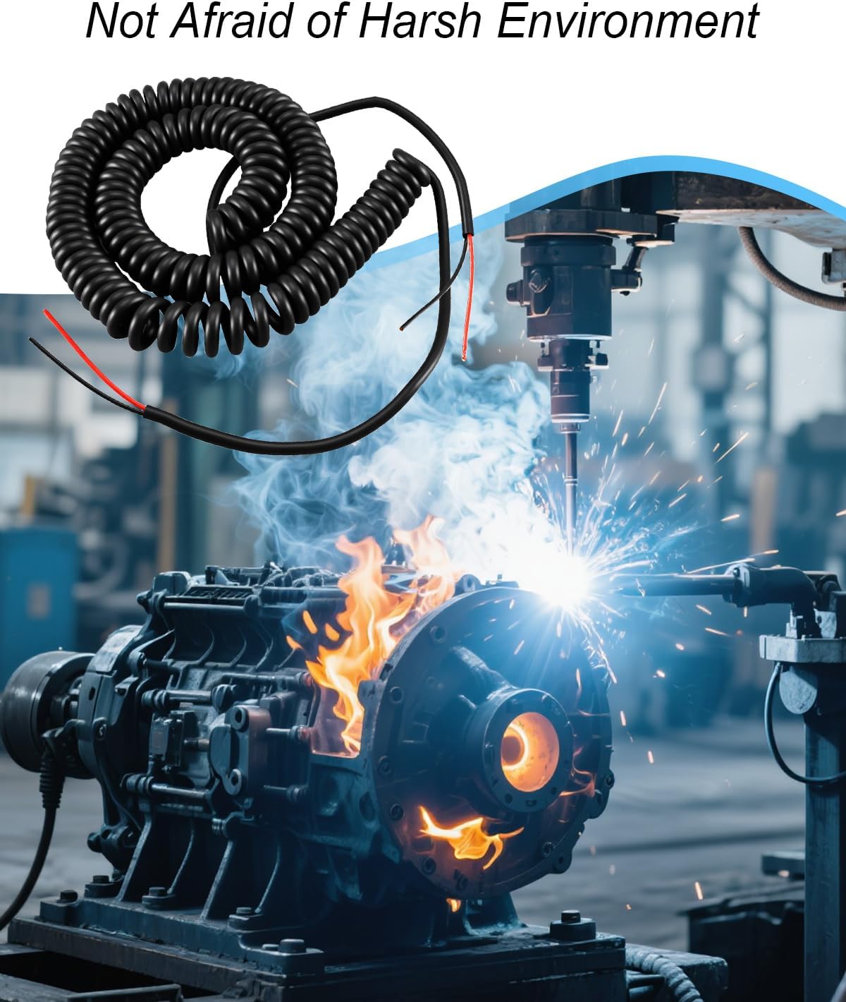 4-20-2 Coil Cord Fit for Industrial and Home Heavy Duty, 18AWG 2-Conductor Coiled Extension Cord, Retractable Spring Coil Wire