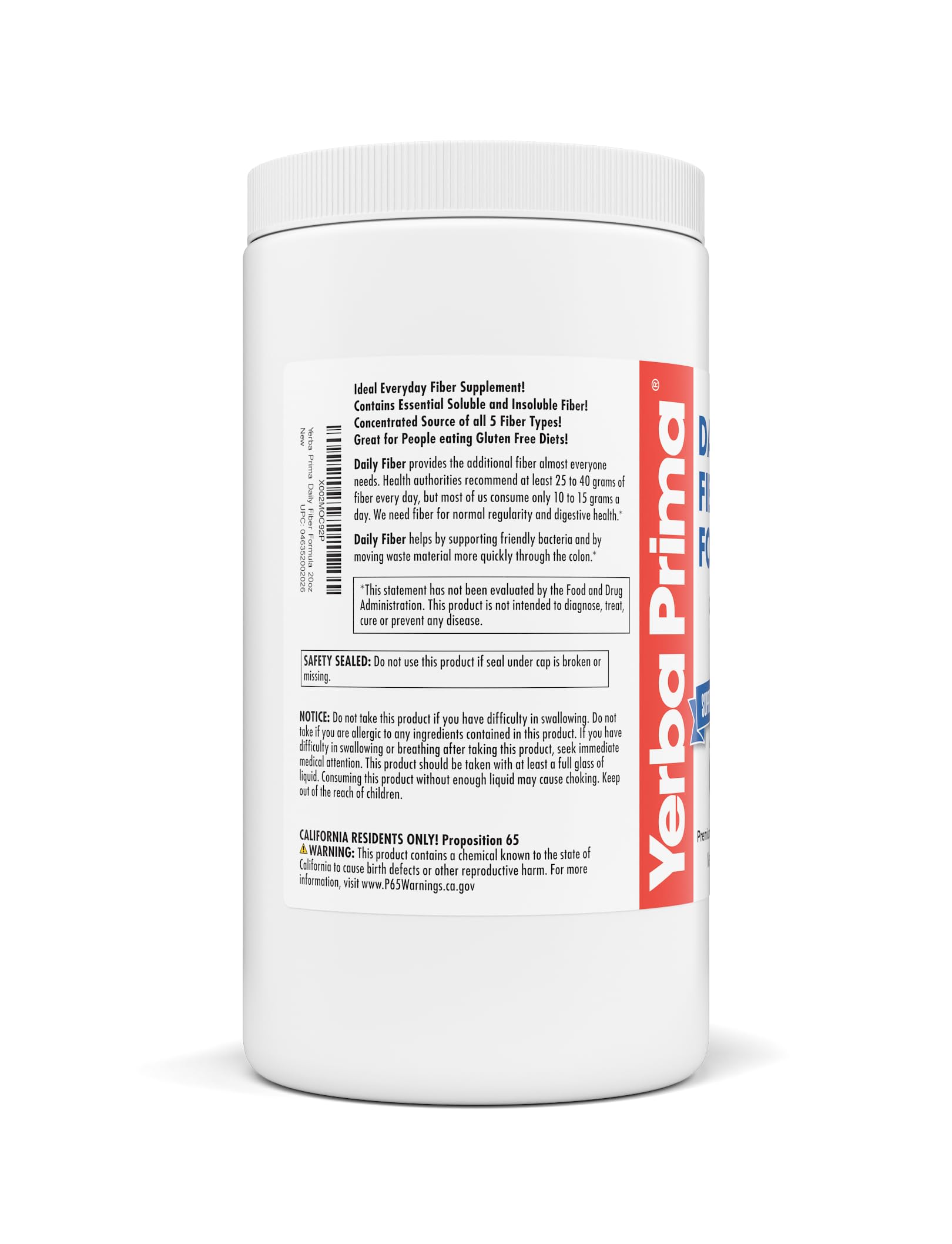Yerba Prima Daily Fiber Formula - 20 oz Powder - Unflavored, Concentrated Blend of Soluble/Insoluble, Psyllium Seed Husks, Acacia Gum, Apple Fiber for Bulk - Dietary Bulking Supplement - Regularity — Amazon image 6