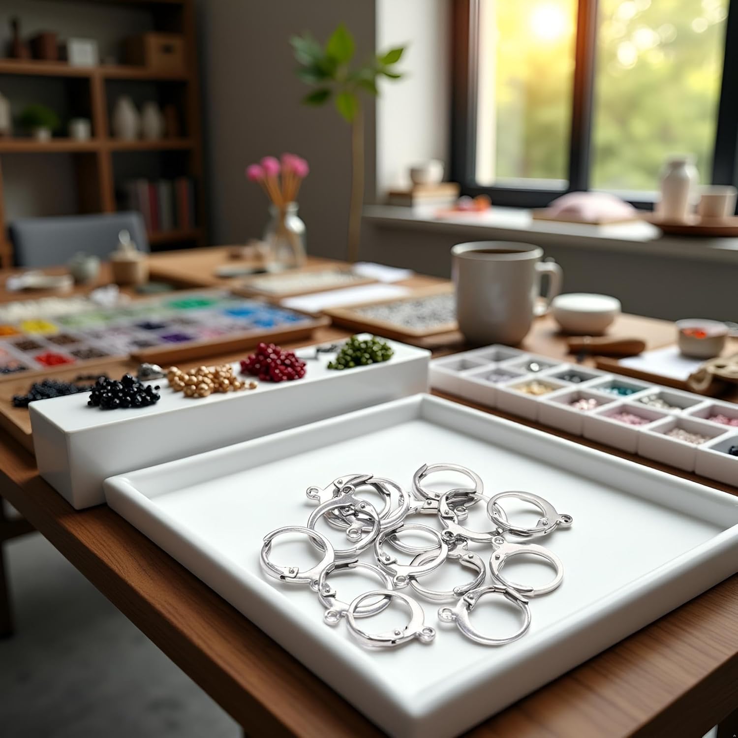 20 Pieces Surgical-Grade Stainless Steel Lever Earring Hooks - Open Loop Findings with 14×12mm Hoop Bases for DIY Jewelry Making Supplies (Silver) - Image 7