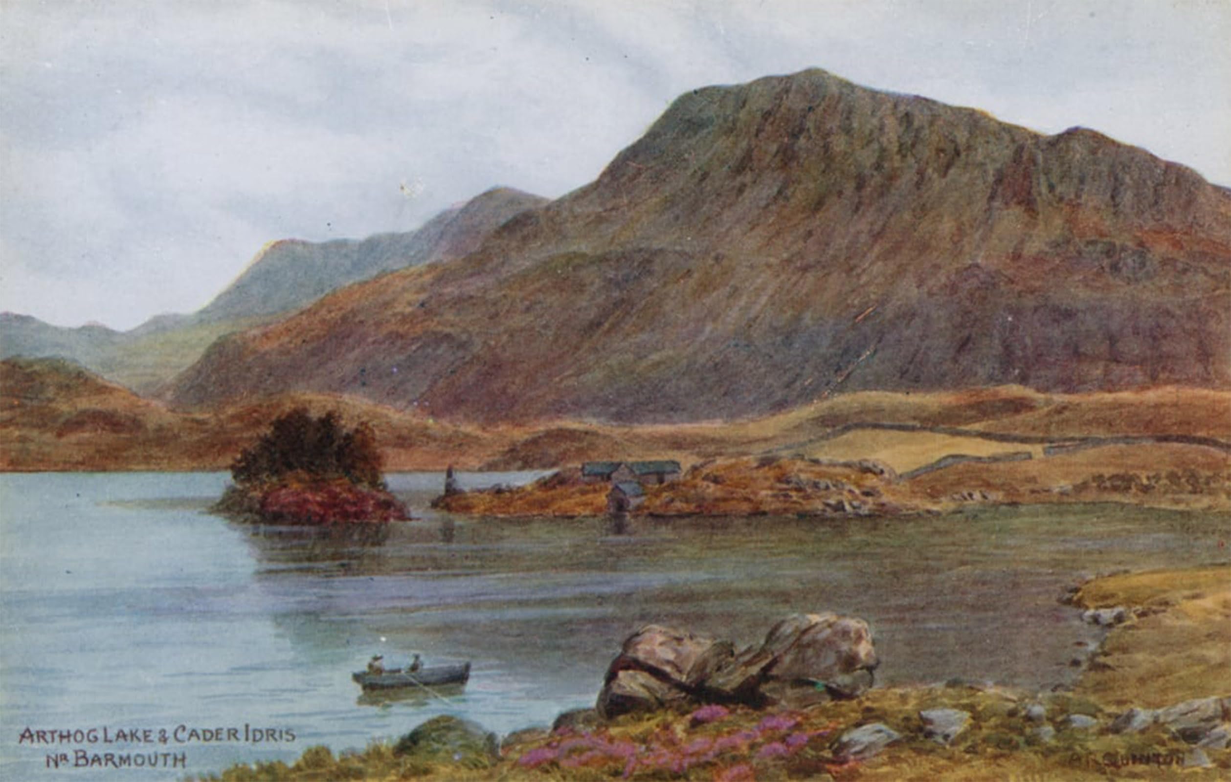 SERENDIPITP Retro Picture Poster Wall Art Pictures Painting Arthog Lake and Cader Idris No Barmouth by Alfred Robert Quinton Wall Art Canvas Print for Wall Decor 60x90cm