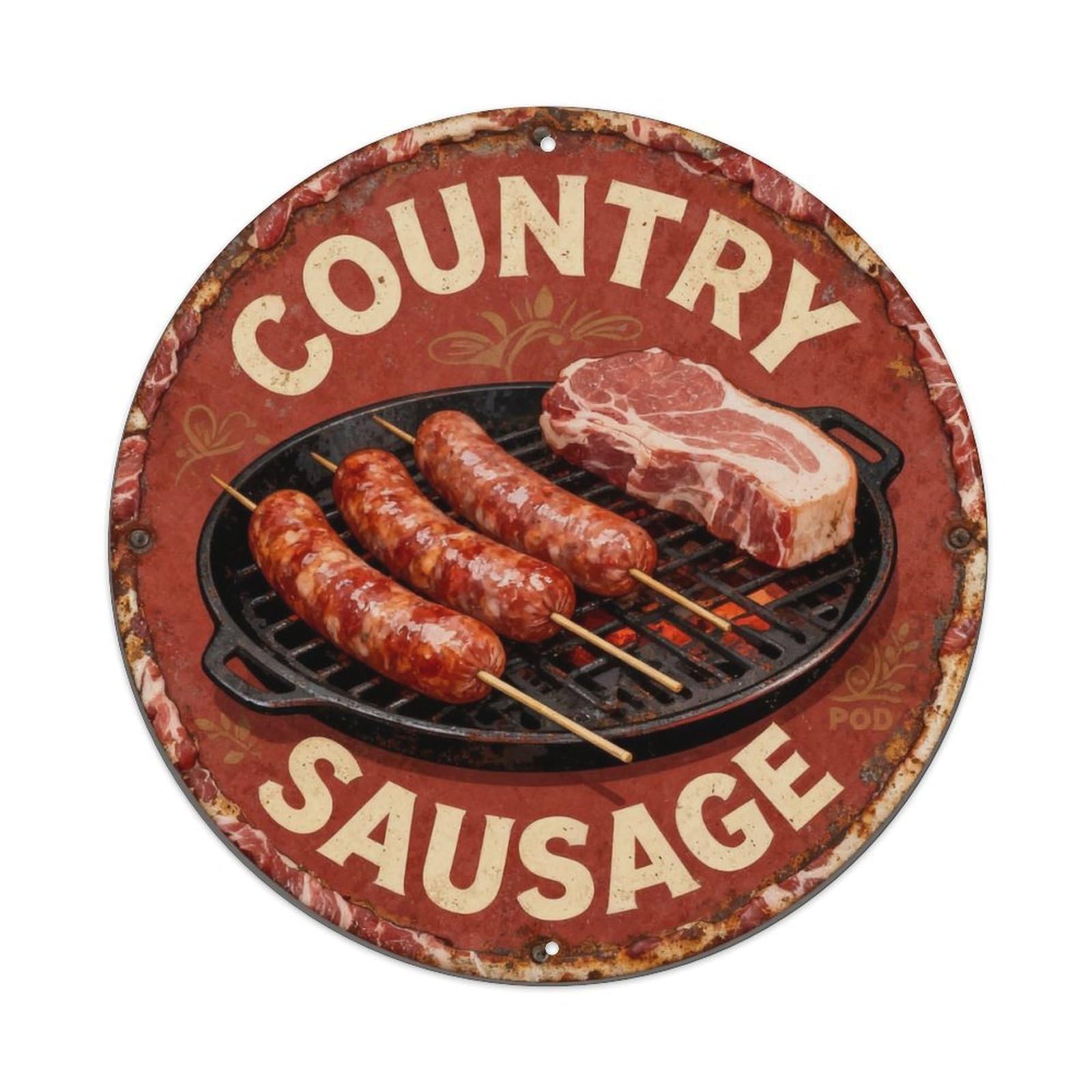 Country Sausage Metal Tin Sign Plaque