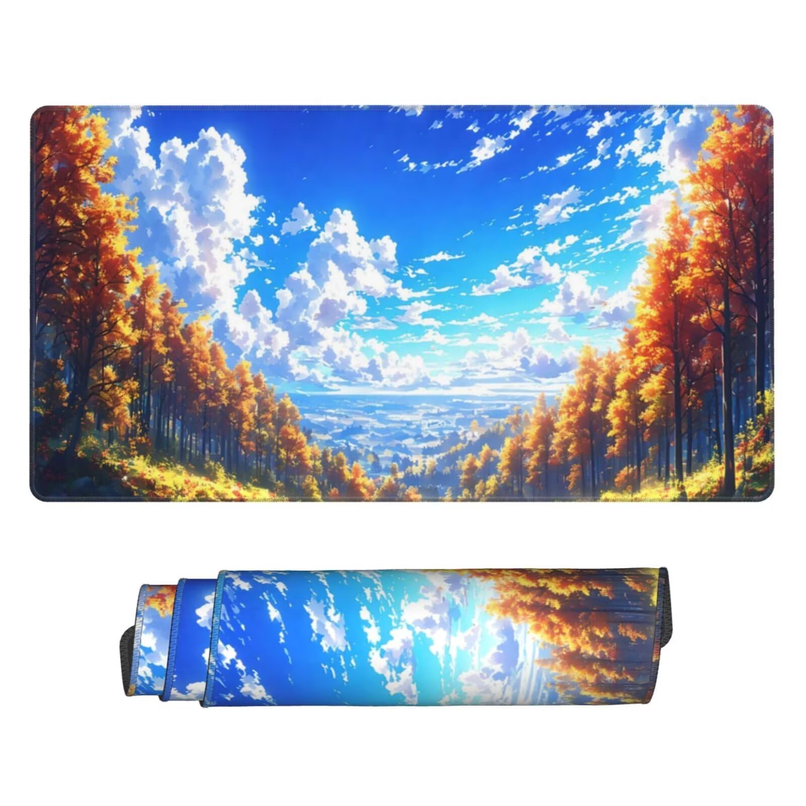 Podkładka pod mysz XXL 1200 x 600 mm, leśna podkładka pod mysz scenę podkładka pod mysz XXL 120 x 60 cm, wodoodporna antypoślizgowa podkładka pod mysz biurkowa zszyte krawędzie, podkładka pod mysz z