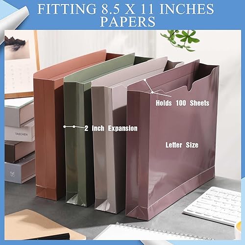 Miniatura 3 de Fainne 24 carpetas de archivos de bolsillo expandibles, tamaño carta, archivo de expansión de 2 pulgadas, pestañas de corte recto, organizador de