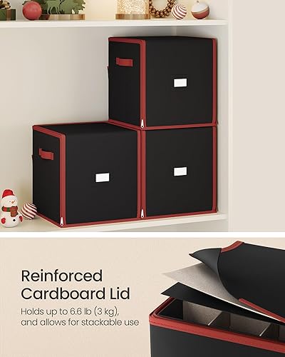 Miniatura 46 de SONGMICS Caja de almacenamiento de adornos de Navidad, con lateral abierto, contenedor de almacenamiento de Navidad apilable con tapa, 4 bandejas
