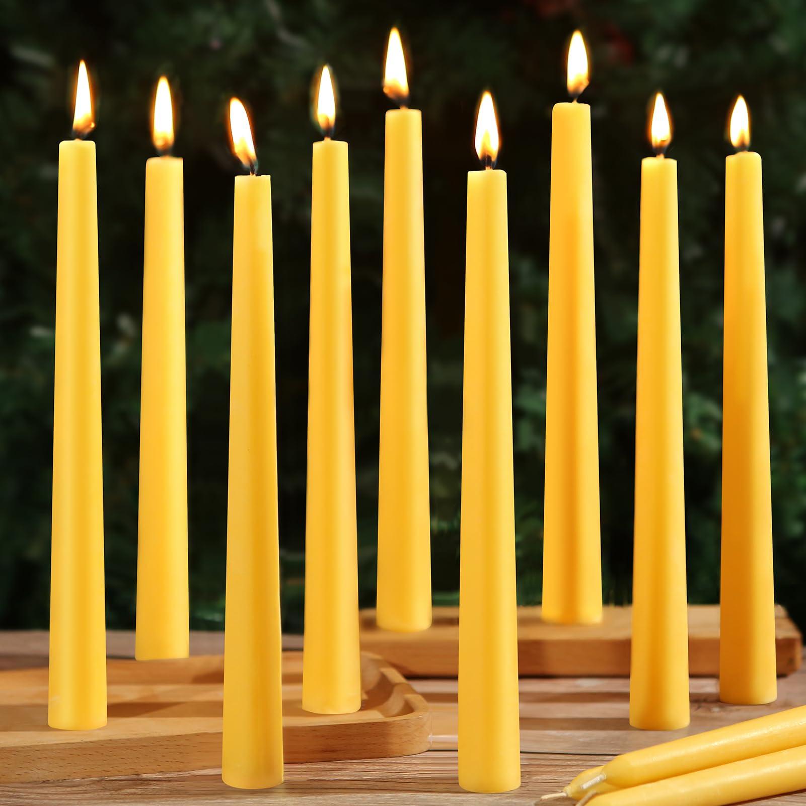 10 in Beeswax Taper Candles,18 Pack Dripless Pure Beeswax Candle Sticks,9-10 Hours Long Burning Natural Bees Wax Candles for Home,Unscented Smokeless