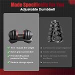 HAKENO 2x53lb Dumbbell réglable 15 en 1 Poids avec Accélérer Automatique Poids Gratuits Dumbbells Set pour Hommes/Femmes Gym Home Strength Training Equipment, version améliorée - Réglage d'une main