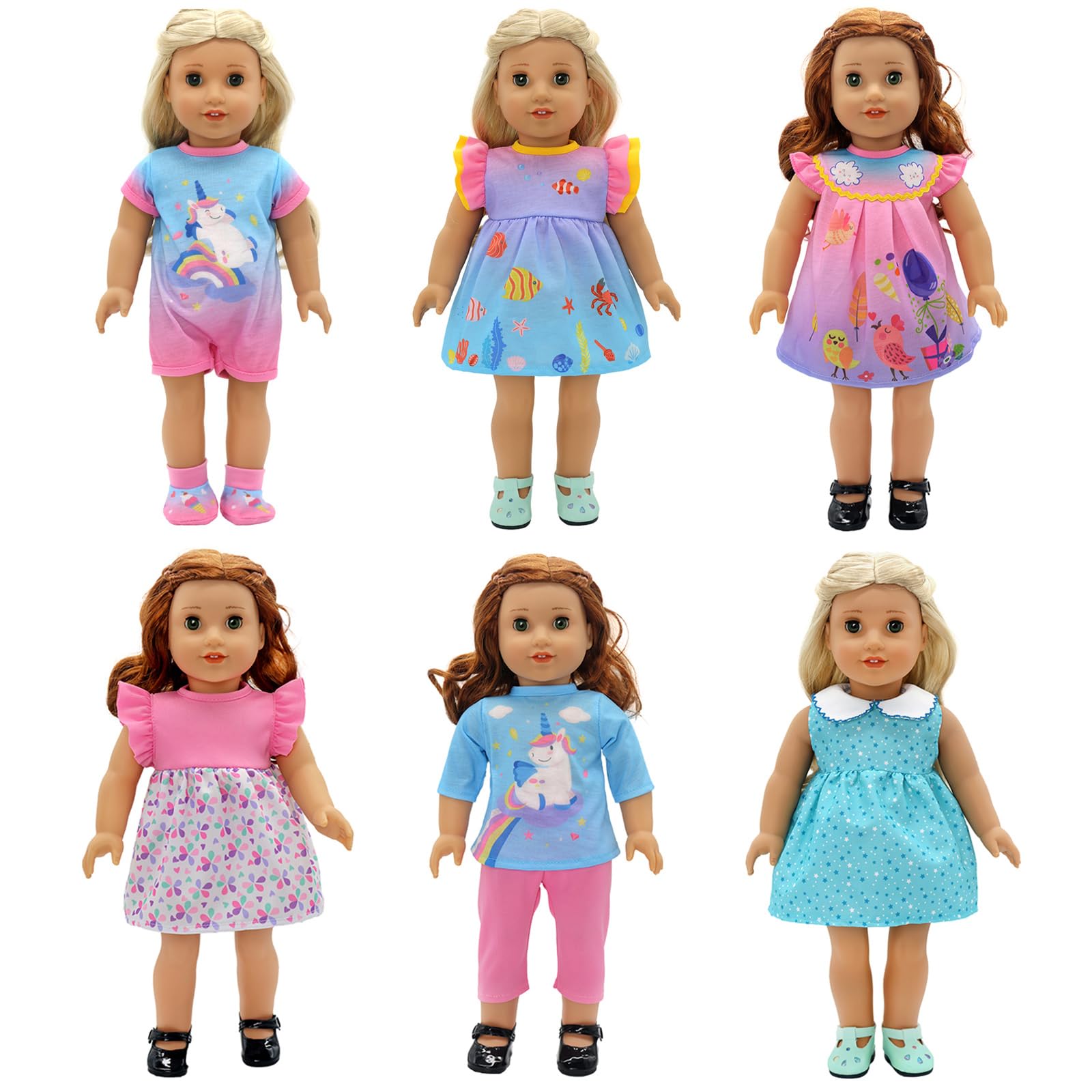 Abbigliamento per Bambole da 30-40 cm, Confezione da 6 (nessuna bambola)