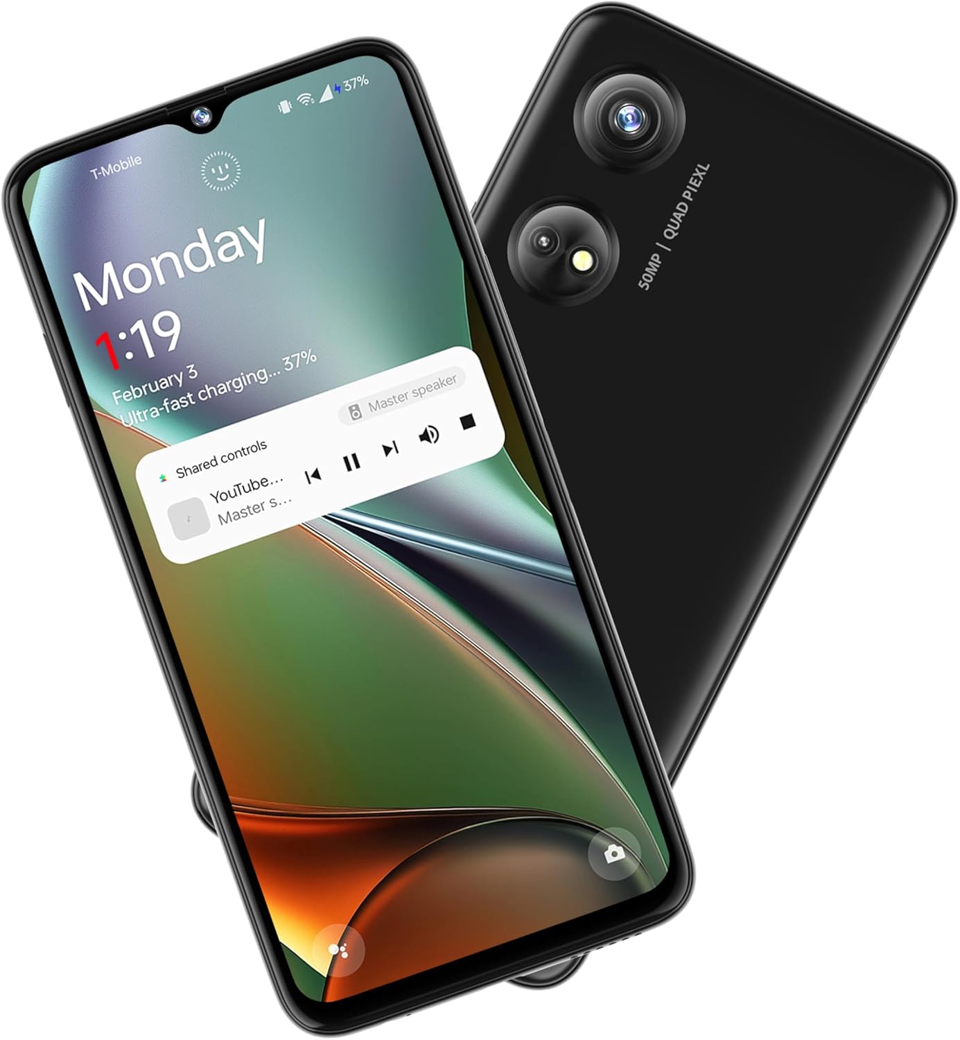 POZZI Turbo 25 Unlocked Android 14 Smartphone | 6.7” HD+ Display | 128GB ROM + 6GB RAM | Octa-Core Processor | 50MP Camera | 5000mAh Battery | 4G LTE | Dual Nano SIM | Black | Compatible with T-Mobile image 3 of 7 B0FJM8Y8FB