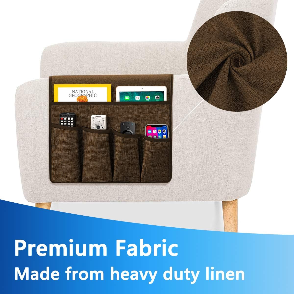 Hide & Drink Leather Remote Control Holder - Handmade Full Grain Leather Sofa Armrest Organizer