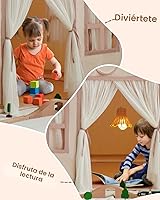 Vista 5 de Tienda de campaña grande para niños con luces de estrellas, banderas y bolsas de mano, tienda de campaña para niños en interiores y exteriores