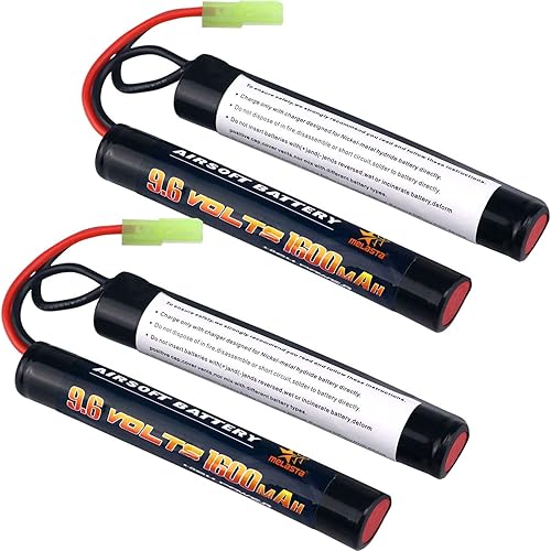 Miniatura 1 de melasta Paquete de 2 baterías NIMH Butterfly Nunchuck de 9.6 V 1600 mAh compatibles con mini pistolas Tamiya Airsoft M4, G36, M110, SR25, M249,