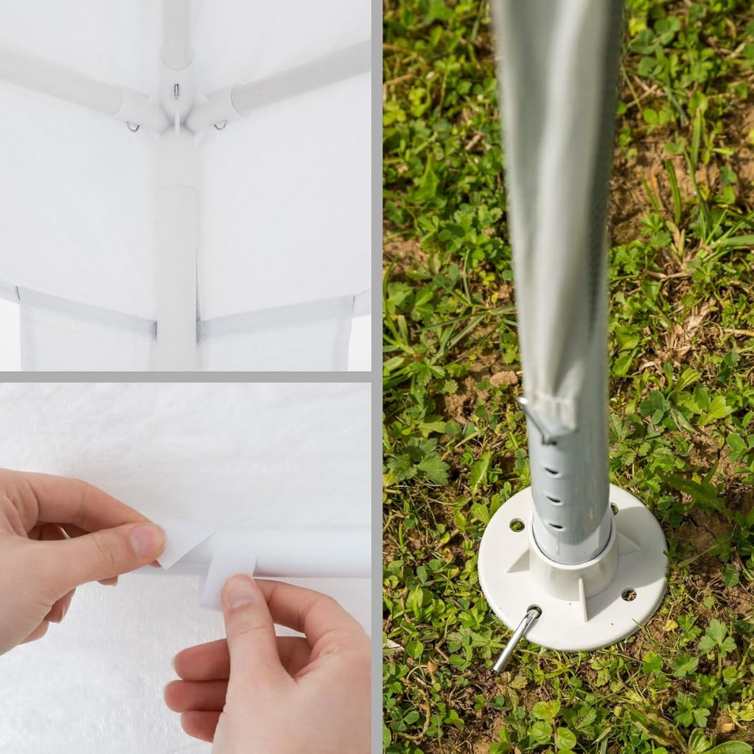 Paluplus Gazebo con struttura in Metallo, Misura 3x3 Metri, Telo in Nylon Impermeabile, Facile Da Installare, Protezione dai Raggi UV, gazebo per giardino, Feste ed Eventi -1059C (Bianco)