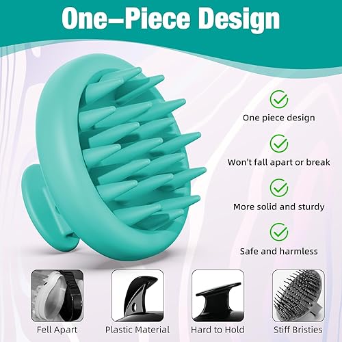 Miniatura 3 de VIKICON Cepillo masajeador de cuero cabelludo para el cabello, limpiador de cuero cabelludo de ducha con cerdas de silicona suaves, cepillo