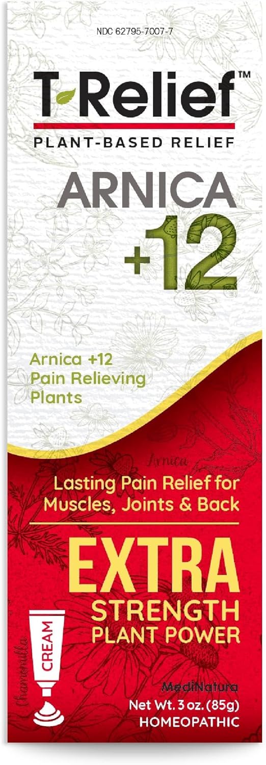 MediNatura T-Relief Extra Strength Pain Relief Cream Arnica +12 Fast-Acting Natural Relieving Actives Help Reduce Back, Neck, Joint, Muscle, Hand & Foot Aches, Pains, & Soreness – 3 oz MediNatura T-Relief Extra Strength Pain Relief Cream Arnica +12 Fast-Acting Natural Relieving Actives Help Reduce Back, Neck, Joint, Muscle, Hand & Foot Aches, Pains, & Soreness – 3 oz