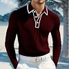 Suéter Polo de Punto para Hombre, Manga Larga, Texturizado, Ligero, con Botones y Rayas, Suéter de Golf 5