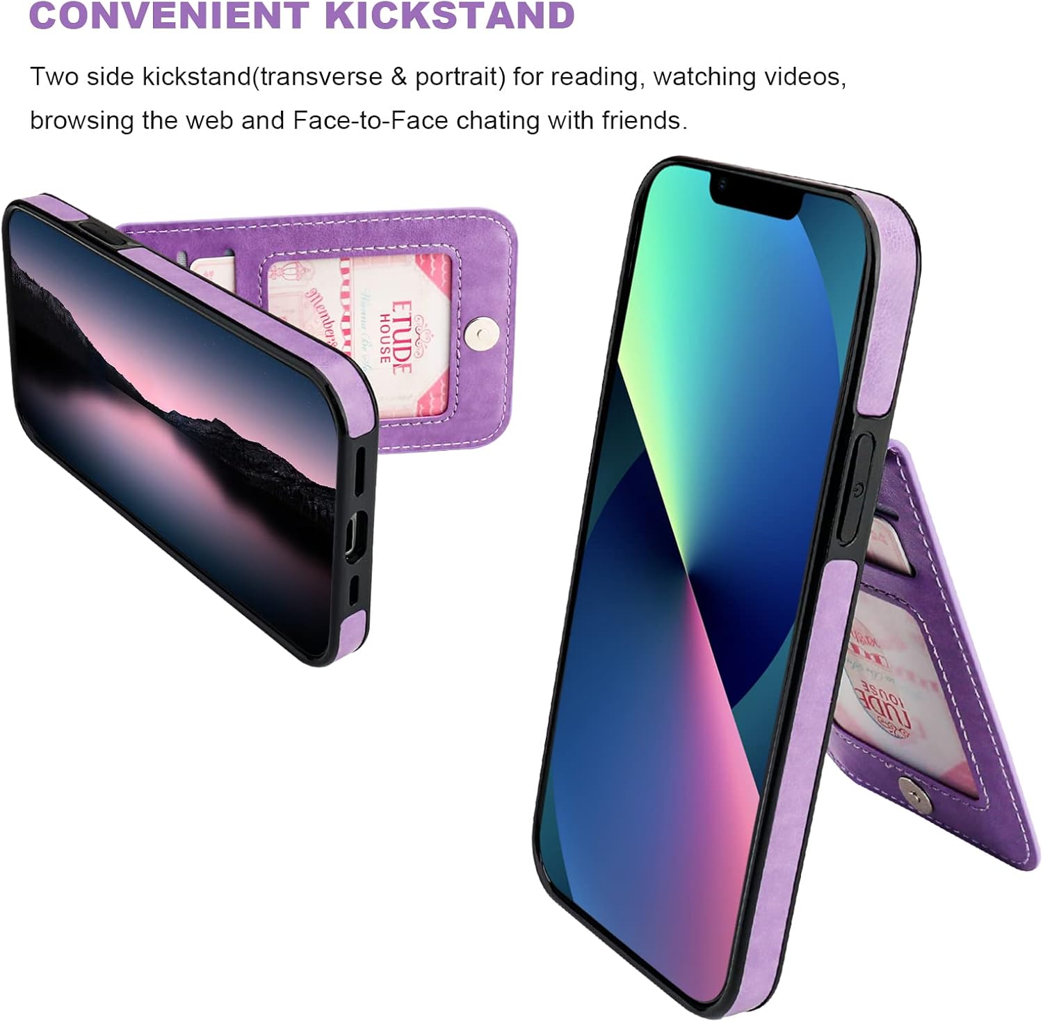Vaburs Wallet Case for iPhone 13 Pro, Kickstand Case with Credit Card Holder, Embossed Mandala Floral Pattern Premium PU Leather Magnetic Closure Shockproof Protective Flip Cover 6.1" (Purple)