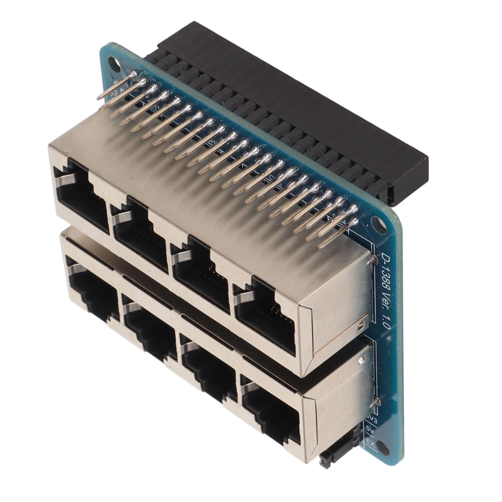 GPIO Board Professional 8 RJ45 Ports 40 Pin Power Board for RPi 1A 1B 2B 3B 3B 3A, Professional Accessories