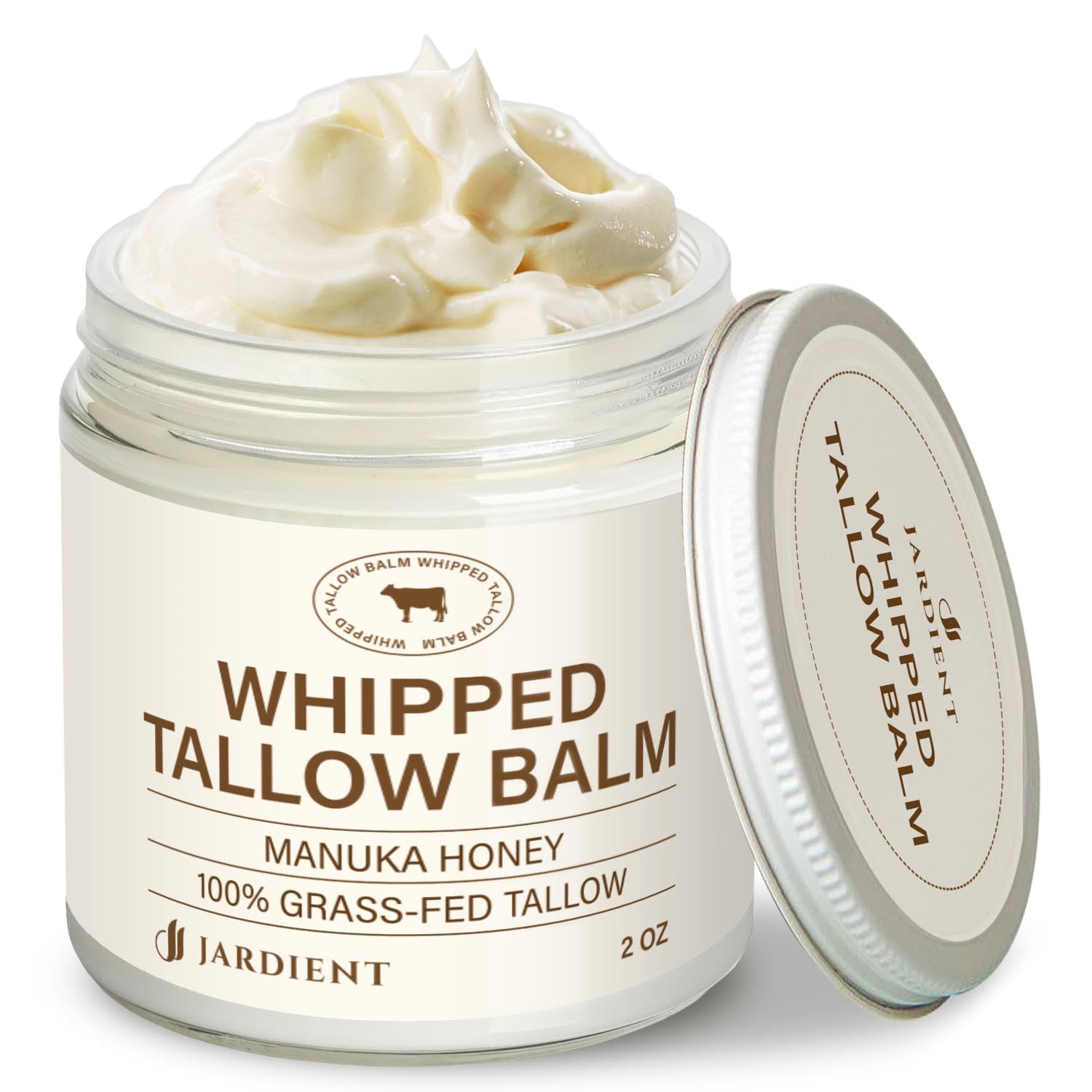 Jardient Beef Tallow Honey Balm for Skin: 100% Grass-Fed Beef Tallow Moisturizer For Face and Body - Organic Moisturizer Cream with Olive Oil Manuka