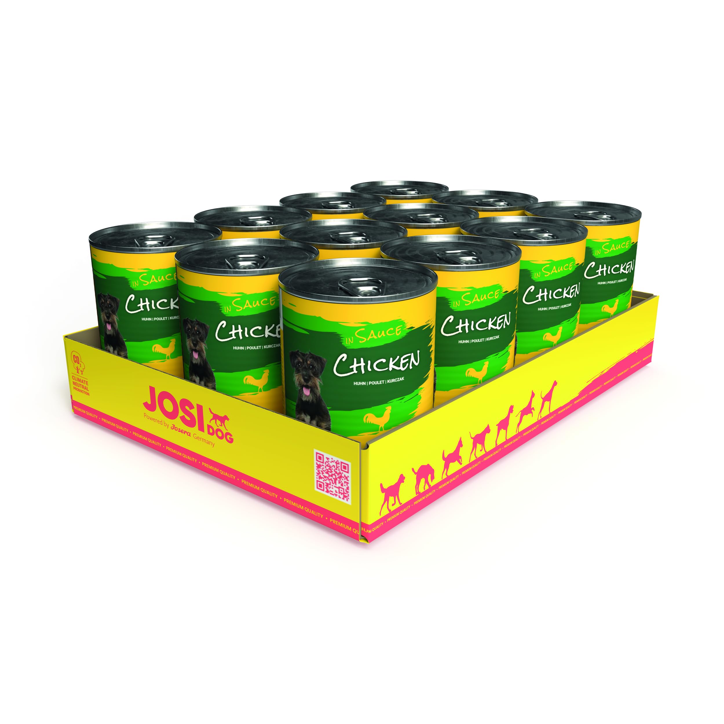 JosiDog Pollo in salsa (12 x 415 g) | Alimento fine per cani con pollo in salsa con vitamina D3 ed E | Alimento umido di alta qualità per cani adulti | Alimentato da JOSERA | Confezione da 12