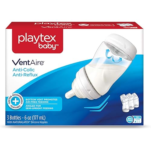 Playtex Baby VentAire Bottle, Helps Prevent Colic and Reflux, 6 Ounce Bottles, 3 Count