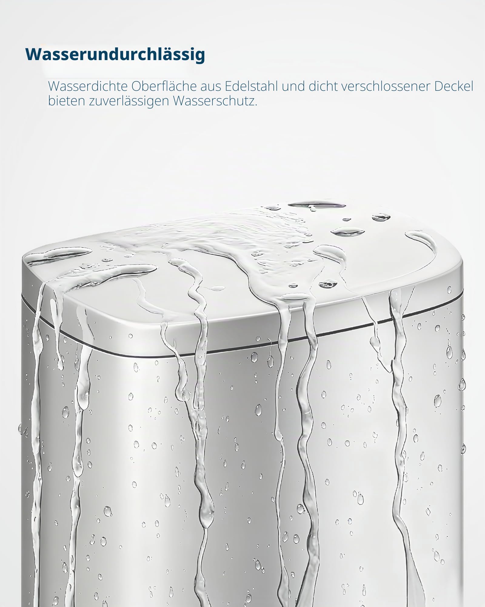 Garvee 50L Mülleimer Edelstahl, Ovaler Treteimer für Küche & Büro, Silberner Abfalleimer mit Soft-Close Deckel und Fußpedal, Rostfrei & Anti-Fingerabdruck, 50 Liter Fassungsvermögen