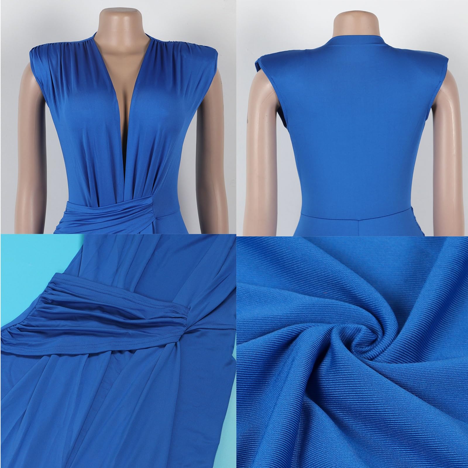 Vestido Largo con Escote En V Profundo, Cintura Fruncida, Corte Entallado y Bajo De Sirena, Ideal para Fiestas Nocturnas y Diversos Eventos