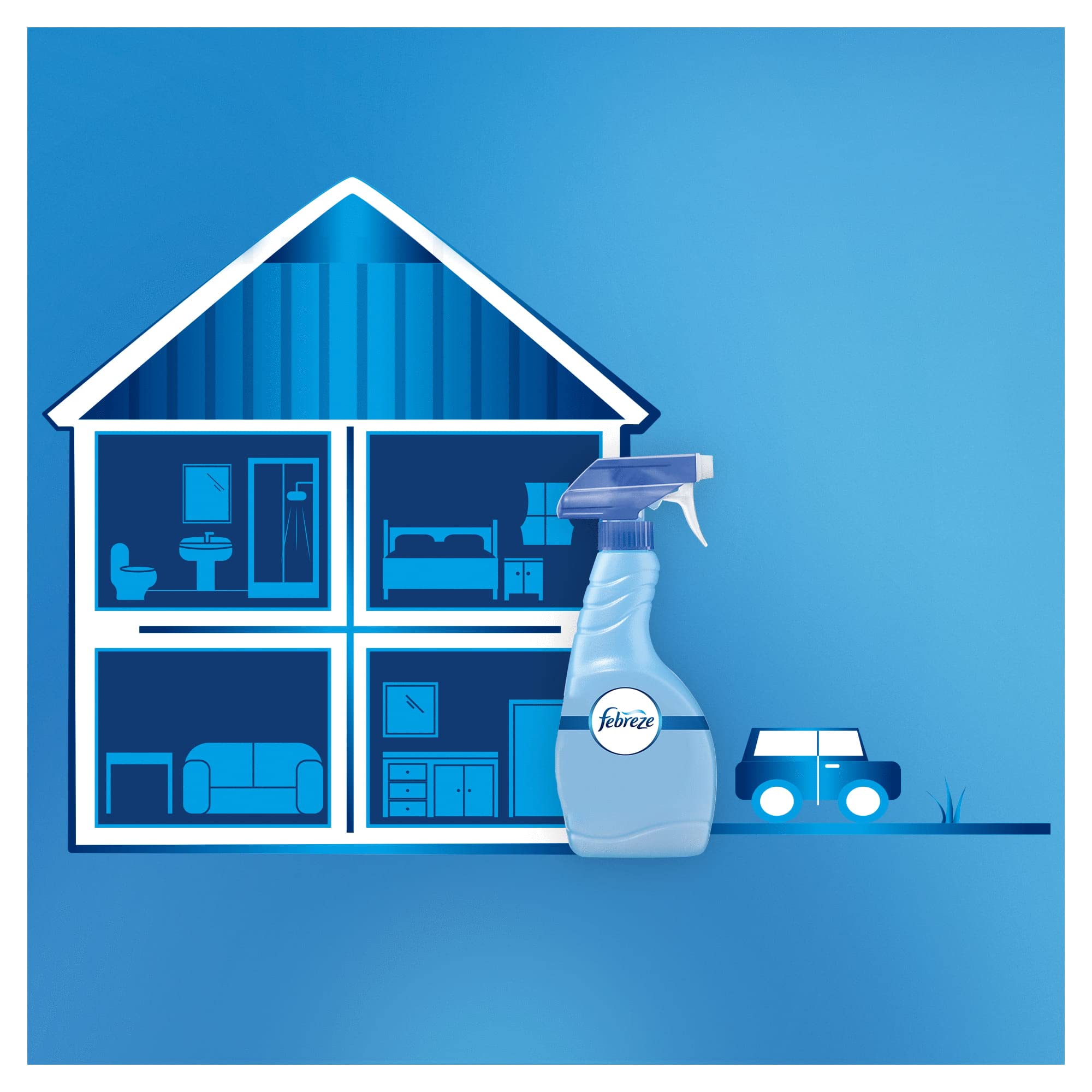 AMBIPUR Febreze Clasico Eliminador De Olores En Spray 8 x 500 ml, Neutralizador Olores, Elimina Malos el Ambiente o Tejidos, Fragancia Fresca