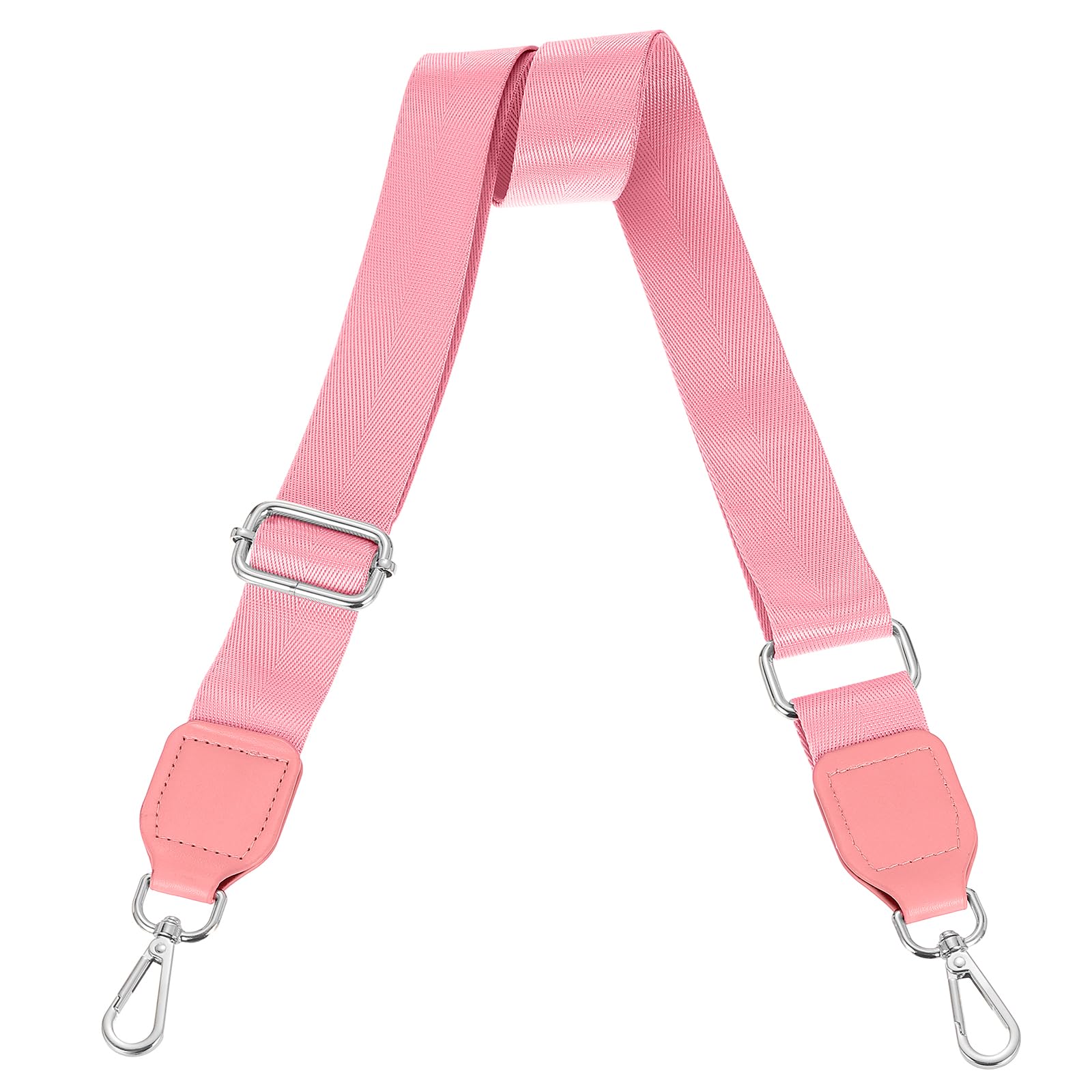 uxcell Wide Shoulder Strap, 3.8cm Adjustable Purse Strap Replacement Crossbody Strap for Shoulder Bag Handbag, Pink, Silver Square Mouth Buckle