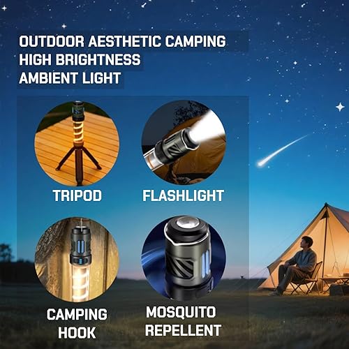 Miniatura 2 de Linterna y linterna de campamento repelente 3 en 1 con calefacción de doble zona, 6 almohadillas de repuesto de 48 horas, base magnética, carga