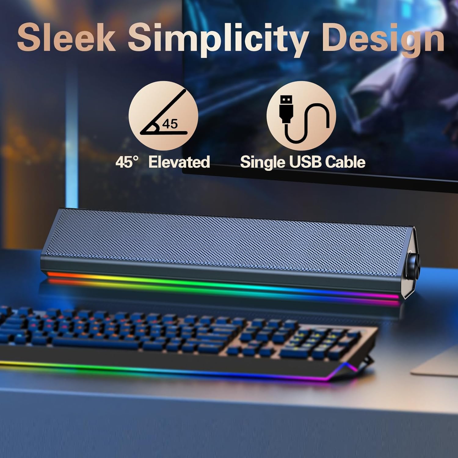 LENRUE Computer Speakers for Desktop,PC Speakers with Bluetooth,USB Wired Computer Speakers for PC Desktop Laptop Monitors,Gaming Speakers with Light and Dual Touch Tech (Type-C Adapter Included) - Image 6