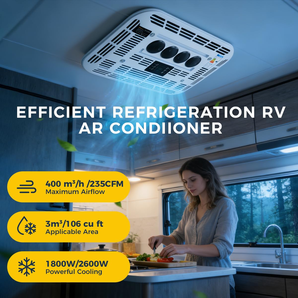 Sunster 12V 6000BTU Klimaanlage Wohnwagen, Dachklimaanlage für Wohnmobil, Effiziente Kühlung, Mehrere Modi, Niederdruckschutz, für PKW RV LKW Camper Bagger