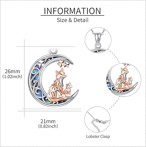 Miniatura 5 de Collar de Plata de Ley 925 con Colgante de Animal Lindo Collar de ZorroSerpienteUnicornioBúho en la LunaConejoCaballo Joyería para Mujeres, Mamá