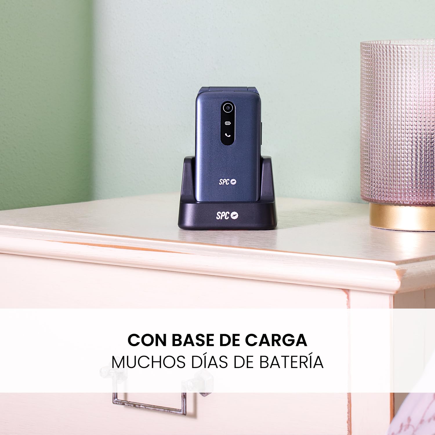 SPC Stella 3 - Teléfono móvil para Mayores con Tapa y 4G | Menú y Teclas Grandes | Botón SOS, configuración remota, Compatible audífonos y Volumen 103dB | Base de Carga y 3 memorias directas, Negro