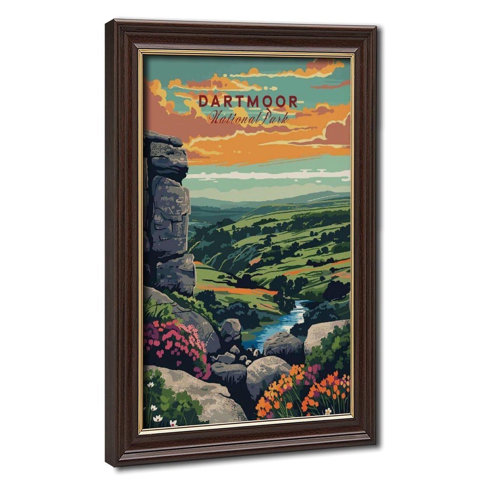 Bareronor Mokume Gane Frame-Style Dartmoor Canvas Poster For Living Room Decor Gift