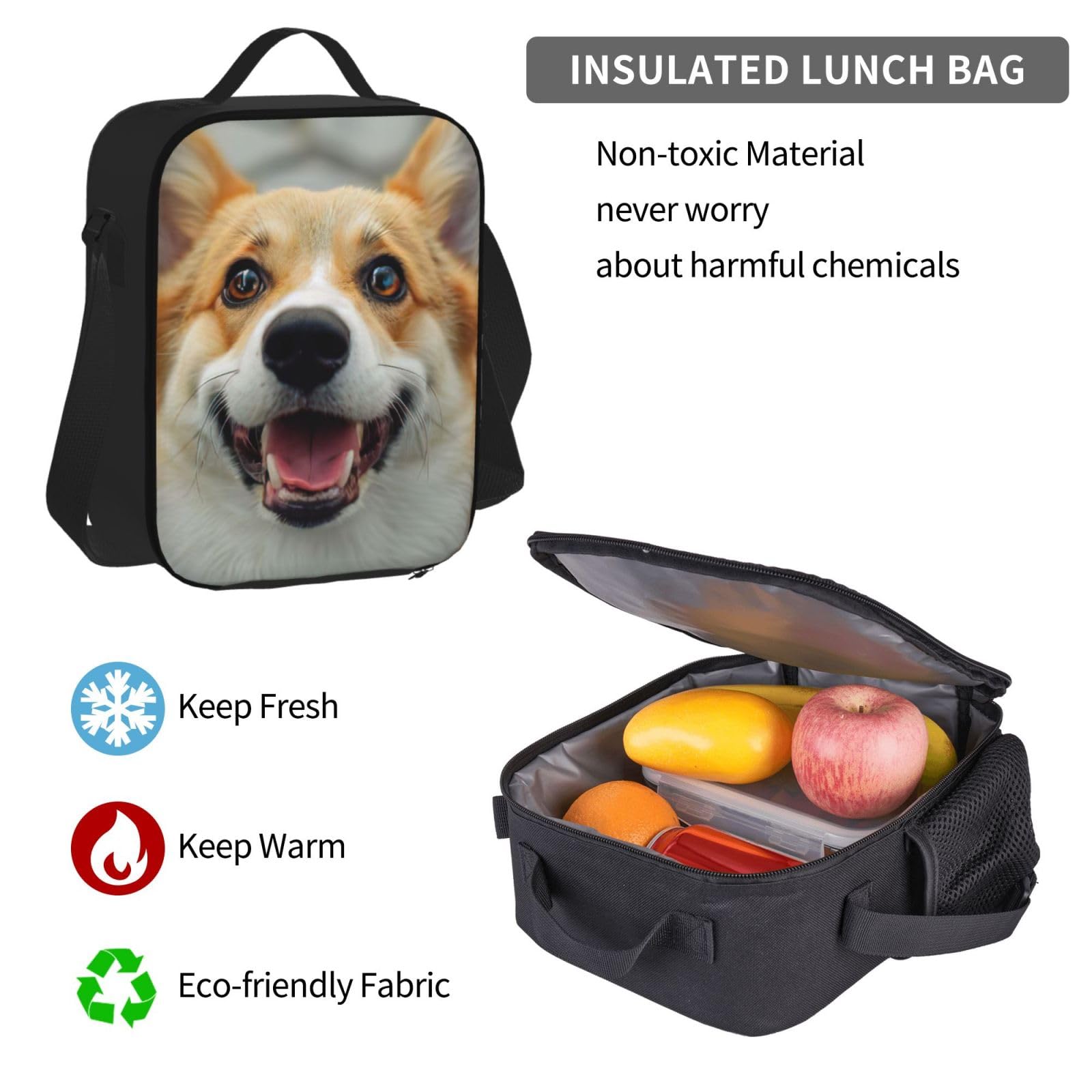 Zaino, borsa portapranzo, astuccio, set da 3 pezzi, per lavoro e