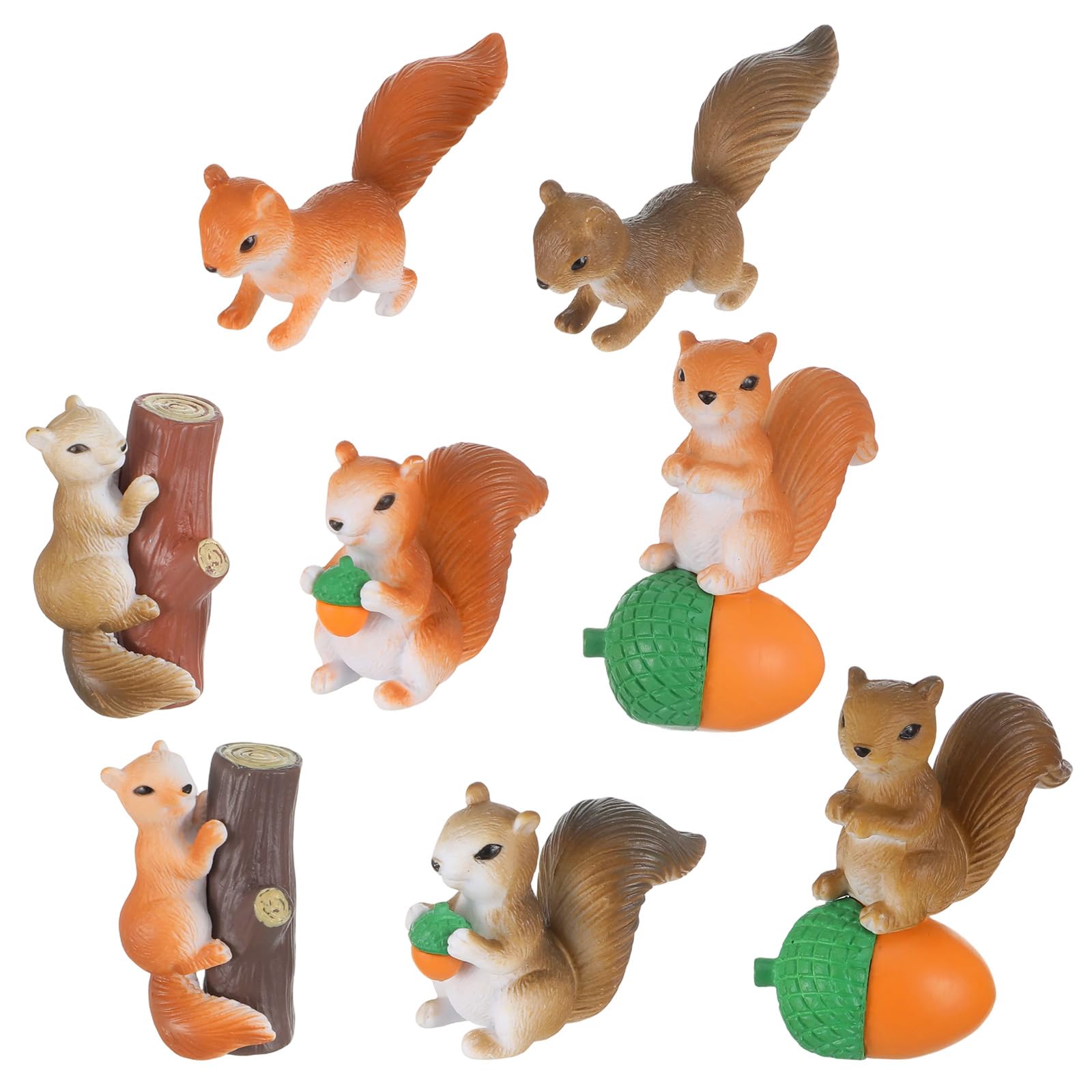 8 sztuk Figurka wiewiórki, miniaturowa dekoracja wiewiórek, model zwierzęcia z PVC, mikro dekoracja krajobrazowa, rośliny doniczkowe, dekoracja do ogrodu, wiewiórka na ciastko topper dla