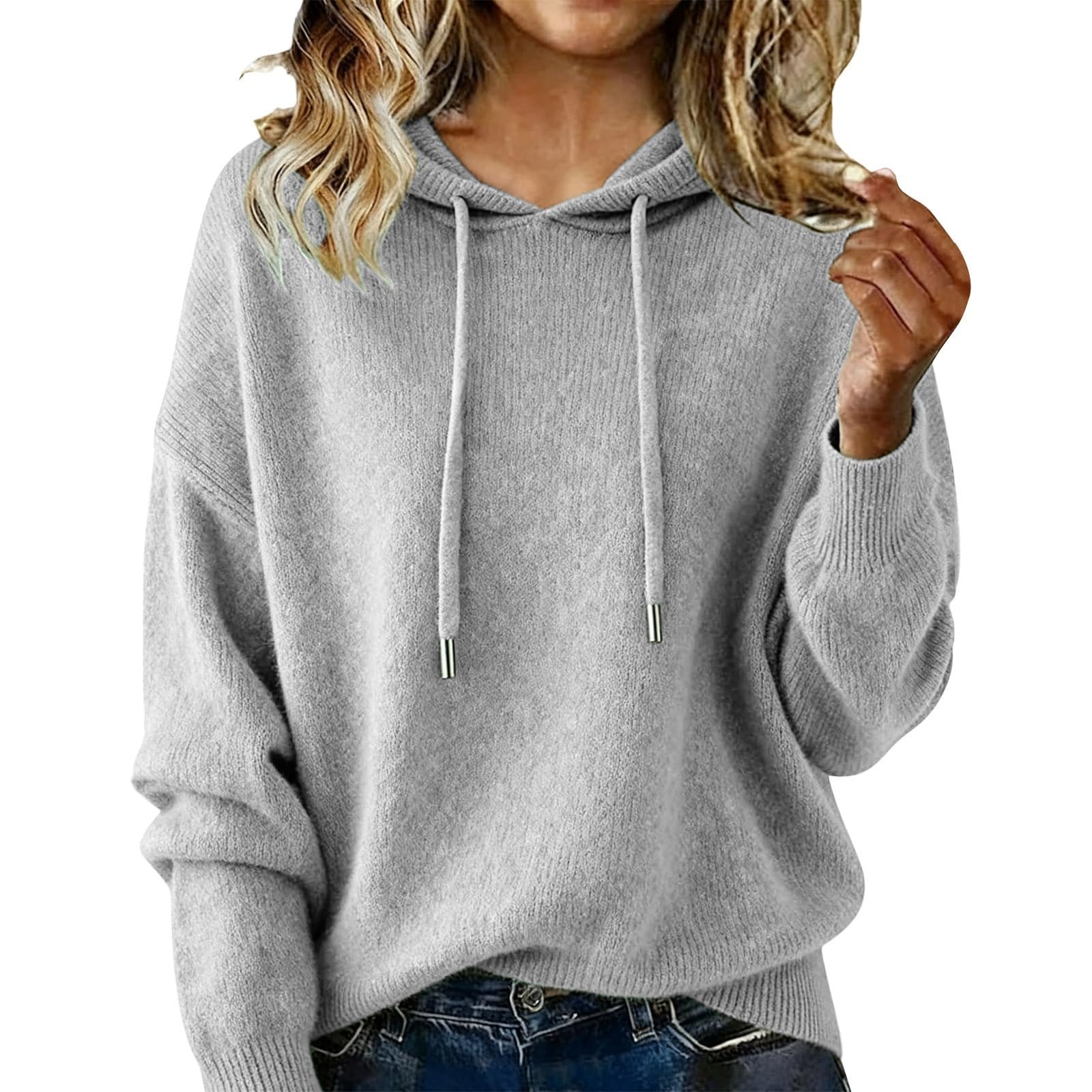 Pull à capuche en tricot pour femme