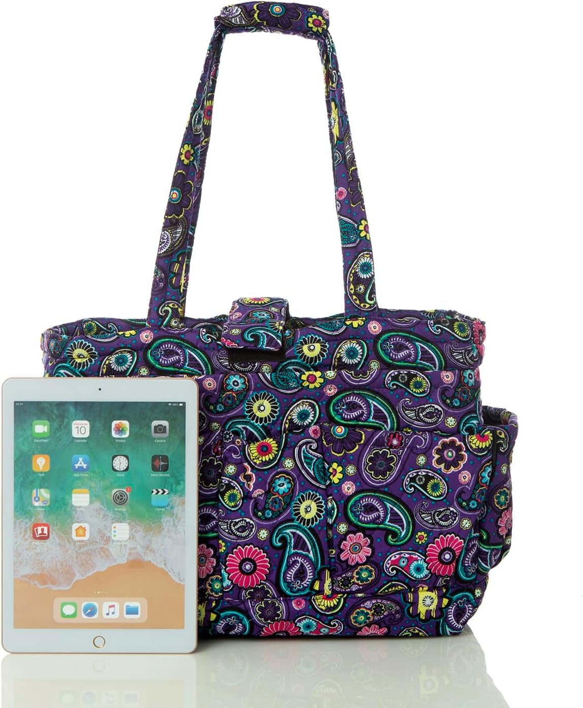 Knitting Quilted Tote Bag w/6 Pockets, Multifunctional Yarn Organizer And Teachers Nurses Crochet Lovers