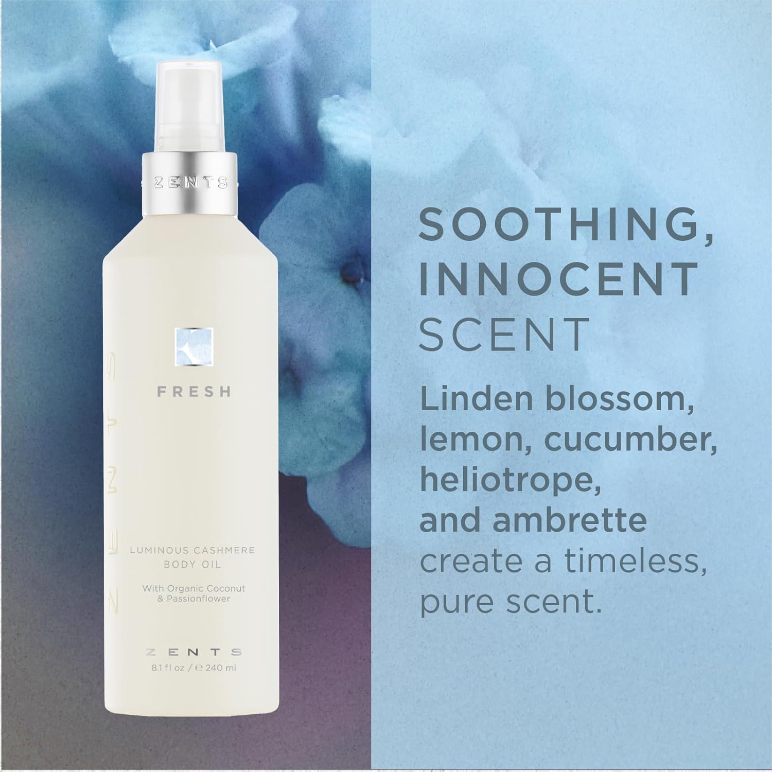 ZENTS Body Lotion and Cashmere Oil Set (Fresh), Anti-Aging Probiotic Lotion, Soften and Moisturize Skin with Organic Coconut Oil, Moisturize and Nourish Dry Skin, Powerful Healing Duo