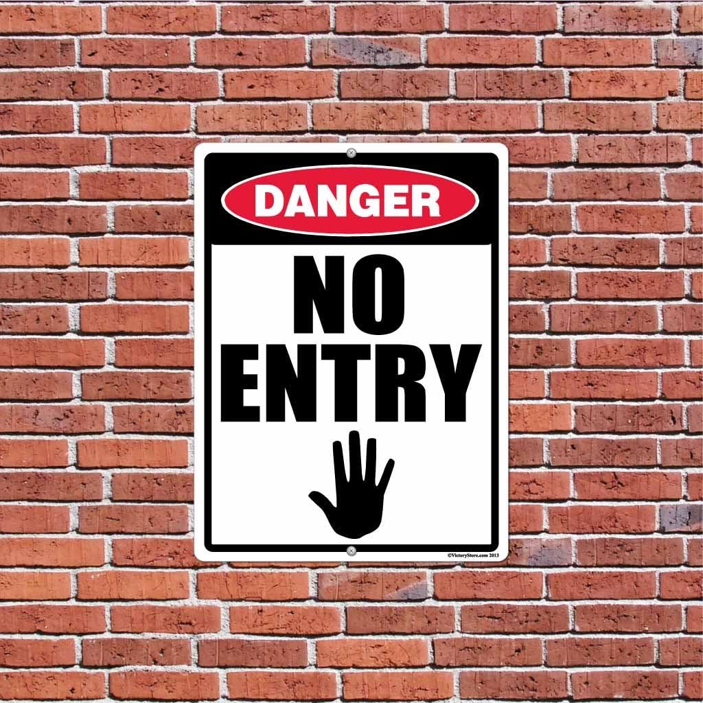 VictoryStore Yard Sign Outdoor Lawn Decorations: Danger No Entry Aluminum Sign, Size 18 inch x 24 inch