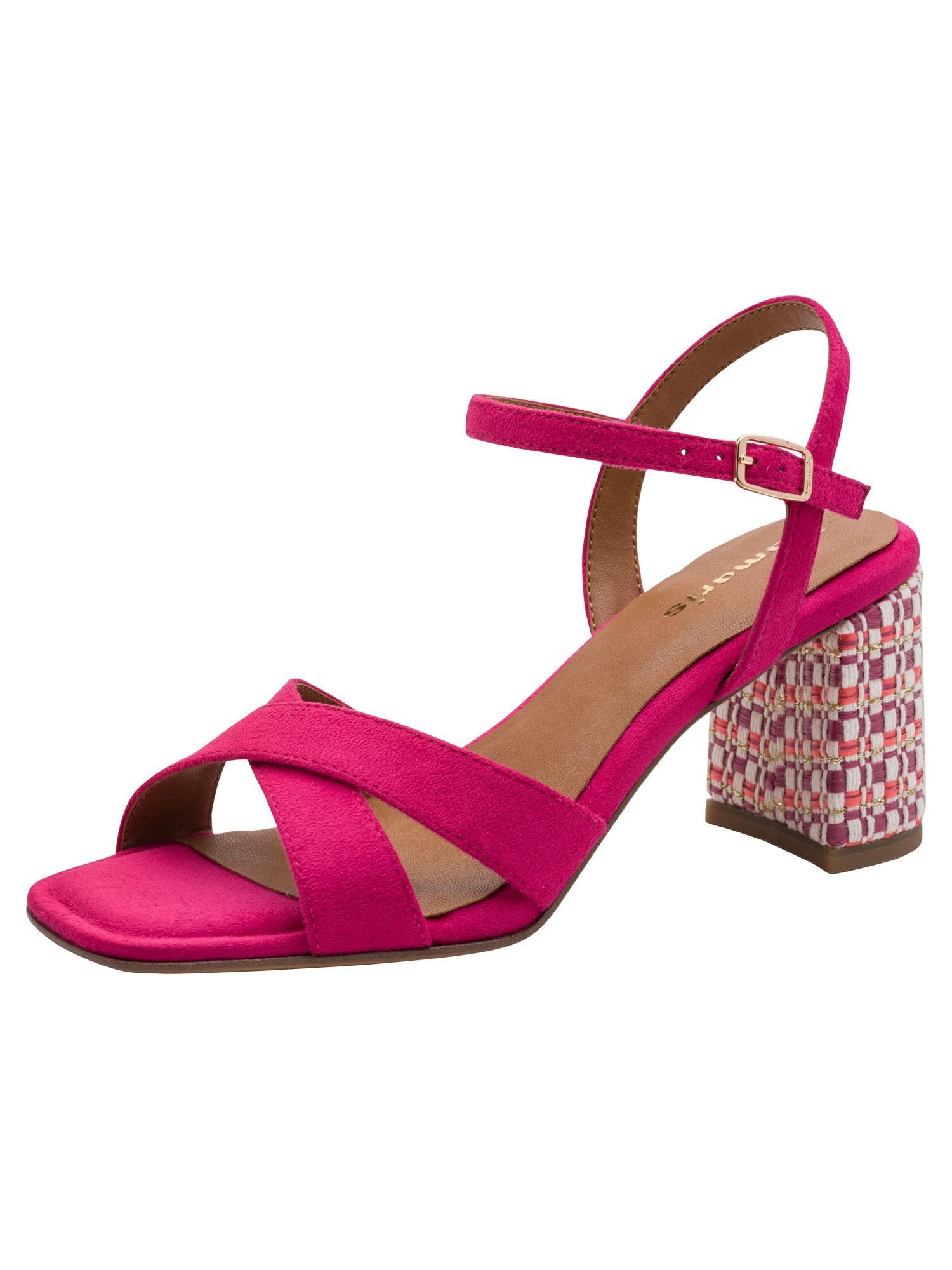 Tamaris Women’s sandal with block heel pink 4 UK