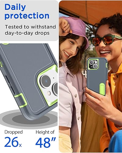 Miniatura 4 de AICase Funda para iPhone 14 Plus con soporte integrado con protector de pantalla de vidrio + lente de cámara, protección contra caídas de alta