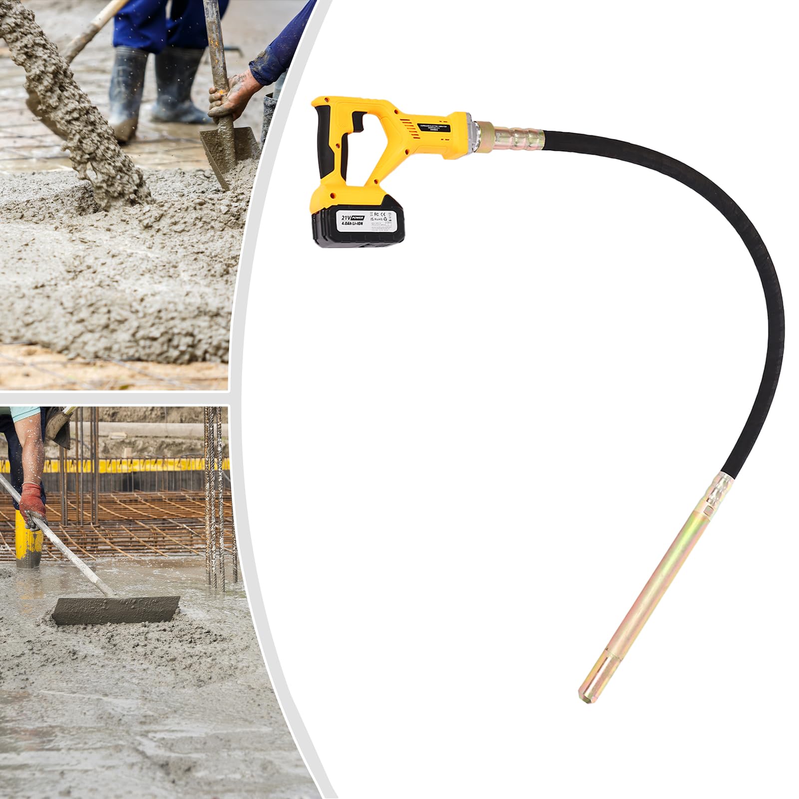 Strumento elettrico per calcestruzzo, cemento, 21 V, vibratore per bottiglie, 2000 giri/min, lunghezza 1,5 m